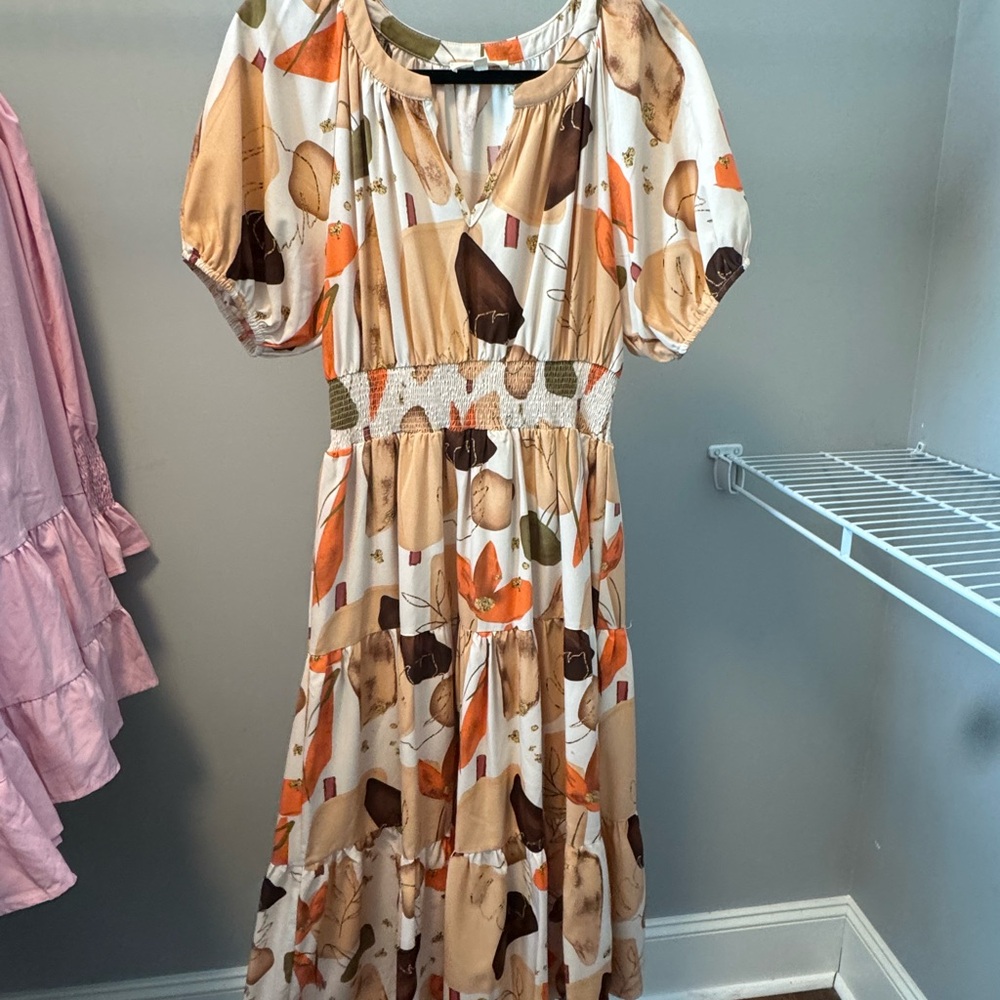 Entro Cream and Brown Maxi Dress